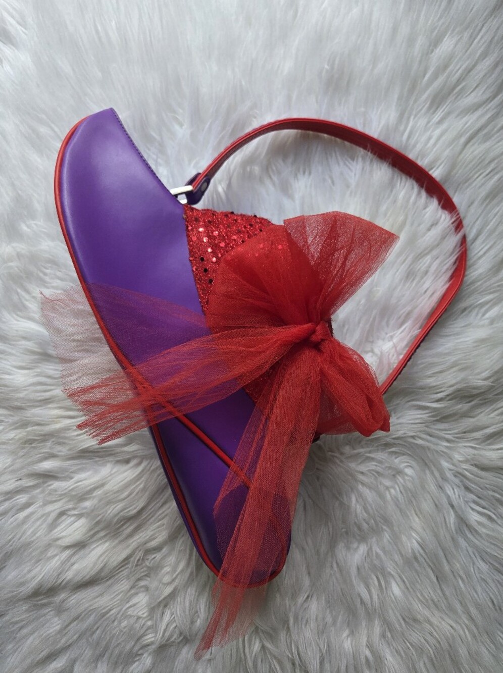 Vintage Sandol Living Fashion Red & Purple Hat-Shaped Shoulder Bag